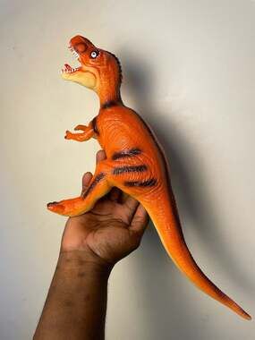 Large Orange T-Rex Dinosaur Toy Figure Plastic Jurassic Style 16in